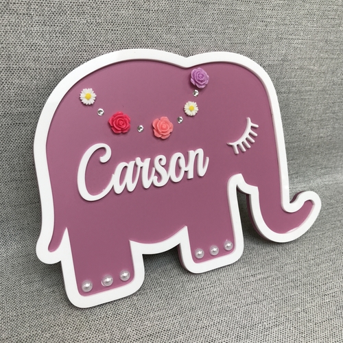 Pink Elephant name plaque