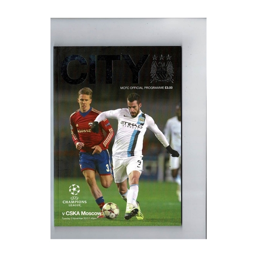 Manchester City v CSKA Moscow Champions League Football Programme 2013/14