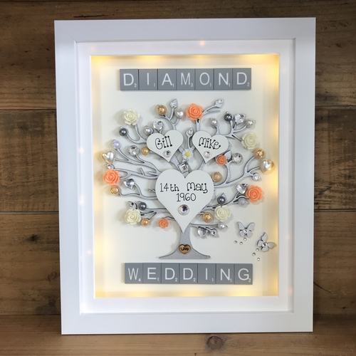 LED “Floral Diamond wedding “ frame