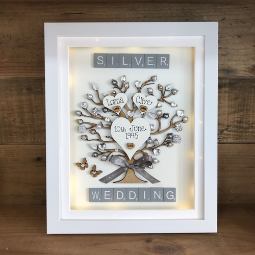 LED “ Floral Silver wedding “ frame