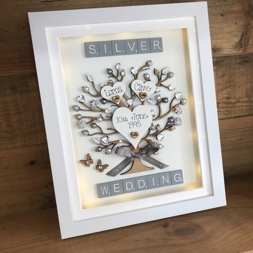 LED “ Floral Silver wedding “ frame