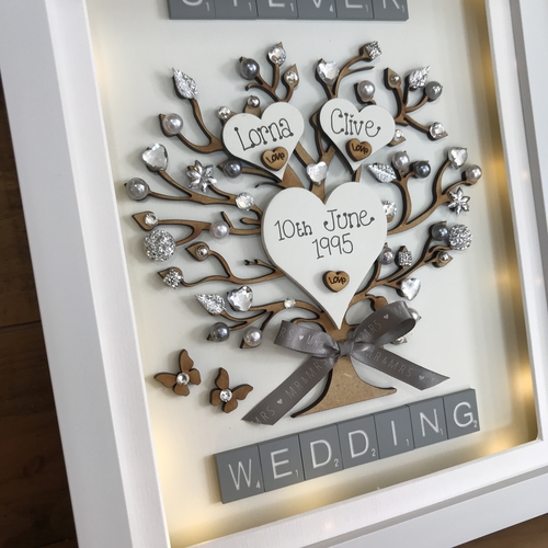 LED “ Floral Silver wedding “ frame