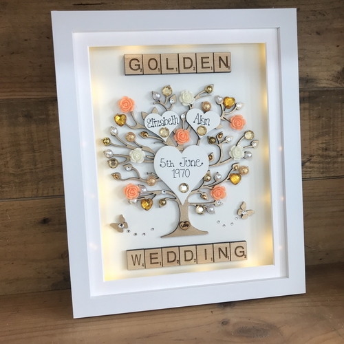 LED “ Floral Golden Wedding “ frame