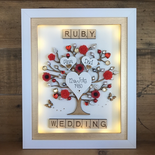 LED “ Floral Ruby wedding “ frame