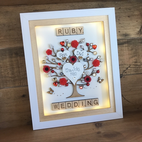 LED “ Floral Ruby wedding “ frame