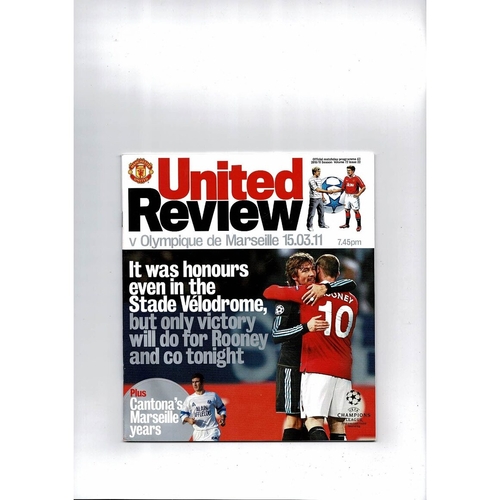 Manchester United v Marseille Champions League Football Programme 2010/11