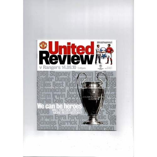 Manchester United v Rangers Champions League Football Programme 2010/11