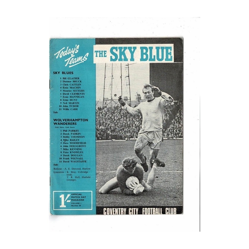 1967/68 Coventry City v Wolves Football Programme