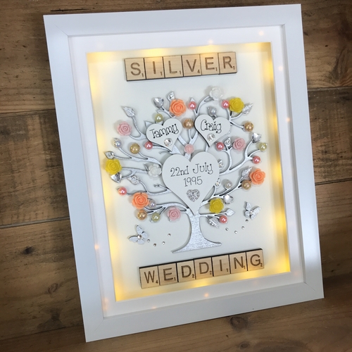 LED “ Floral Silver wedding “ frame