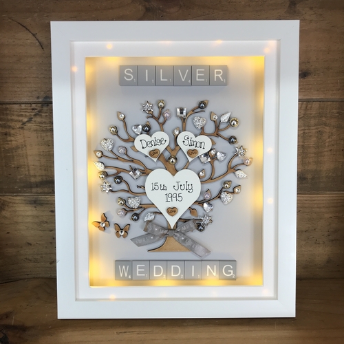 LED “ Floral Silver wedding “ frame