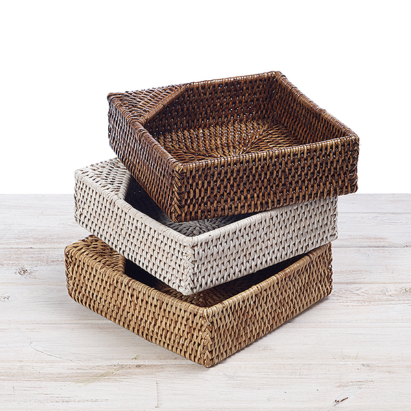 Rattan Square Napkin Holder URU Home Ratten Baskets Wooden Salad