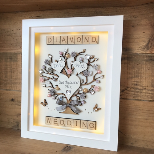 LED “Floral Diamond wedding “ frame