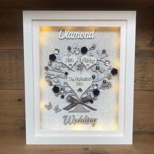 LED “ Floral Silver wedding “ frame