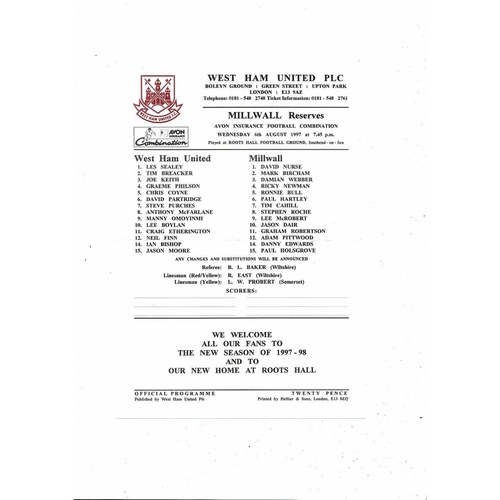 Reserves Football Programmes