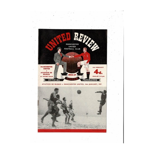 Manchester United v Atletico de Bilbao European Cup Football Programme 1956/57