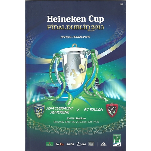 European Cup Final Rugby Union Programmes