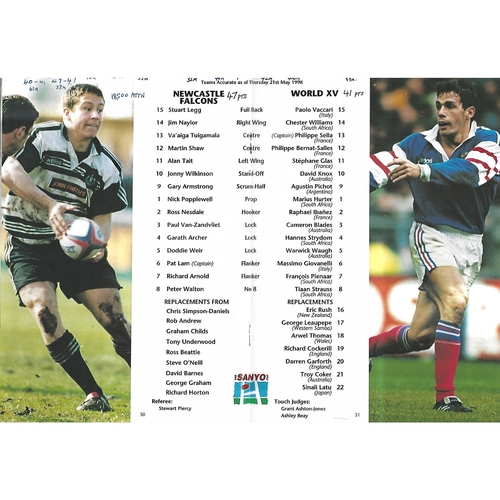 1998 Newcastle Falcons v World XV Sanyo Cup Rugby Union Programme