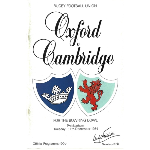 Varsity Match Oxford v Cambridge Rugby Union Programmes