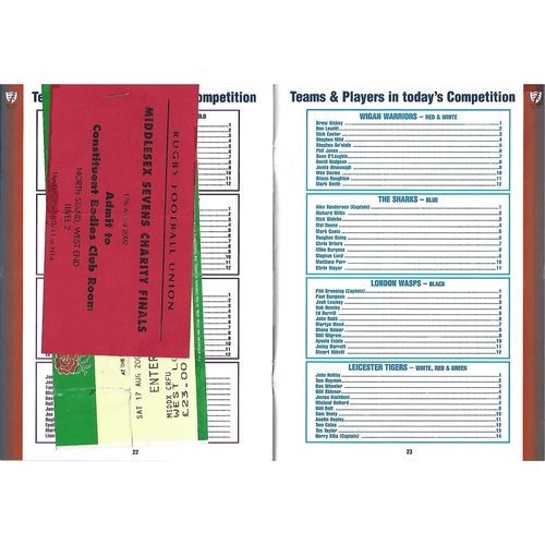 2002 Middlesex Sevens Rugby Union Programme & Match Ticket
