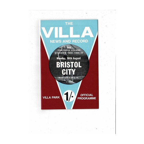 1968/69 Aston Villa v Bristol City Football Programme + League Review