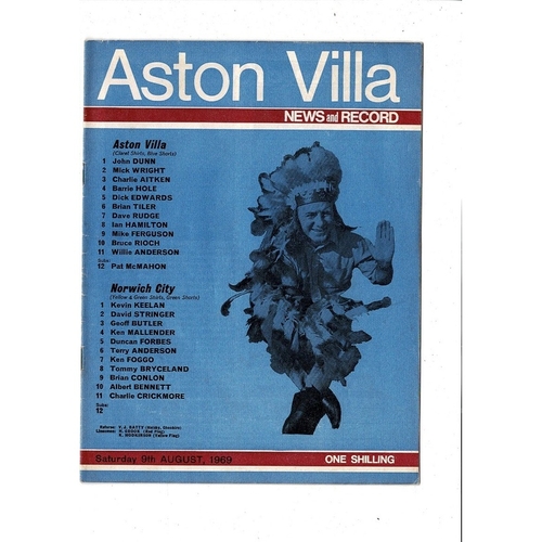 1969/70 Aston Villa v Norwich City Football Programme