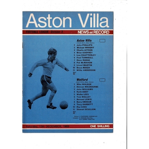 1969/70 Aston Villa v Watford Football Programme