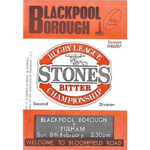 Blackpool Borough Home Rugby League Programmes Bob's Sporting