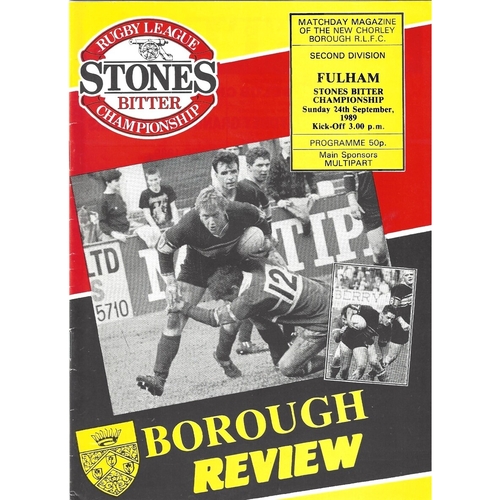 Chorley Borough (New) Home Rugby League Programmes