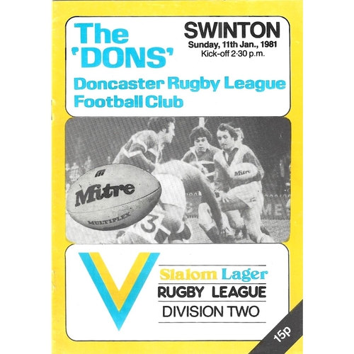Doncaster Home Rugby League Programmes