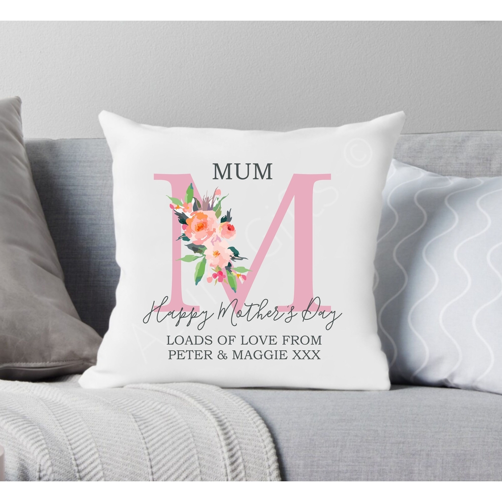 Personalised Mother's Day Cushion - Pink Flowers