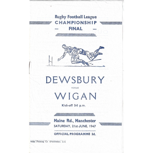 Northern Rugby League Championship Final Rugby League Programmes
