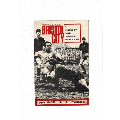 1967/68 Bristol City v Norwich City Football Programme