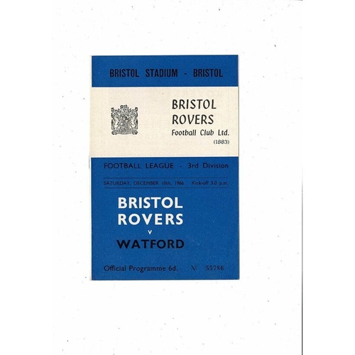 1966/67 Bristol Rovers v Watford Football Programme