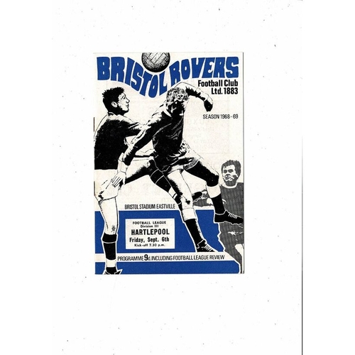 1968/69 Bristol Rovers v Hartlepool United Football Programme