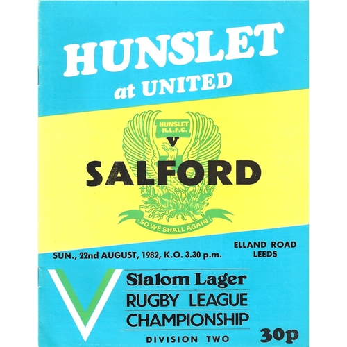 1982/83 Hunslet v Salford Rugby League programme