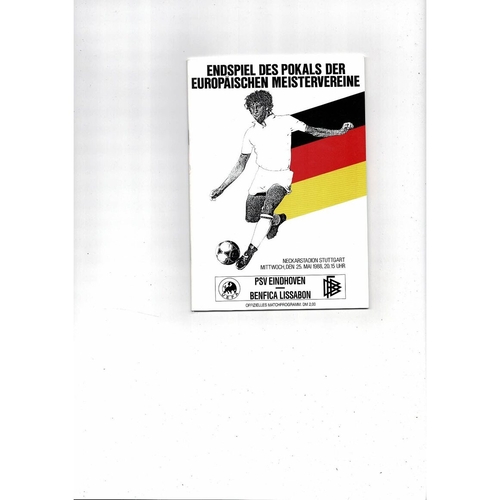 1988 PSV Eindhoven v Benfica European Cup Final Football Programme