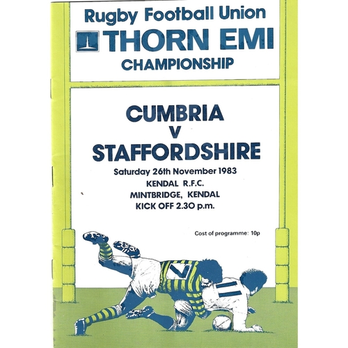 1983/84 Cumbria v Staffordshire County Championship Rugby Union programme