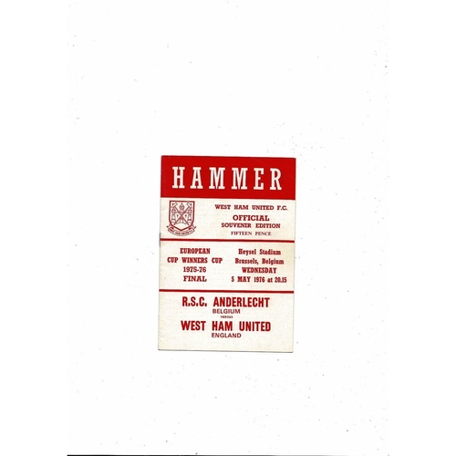 European Cup Winners Cup Final Football Programmes