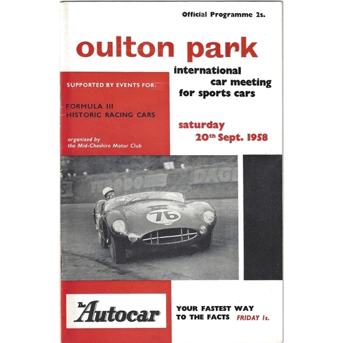 Oulton Park Motor Racing/Motor Cycle Racing Programmes