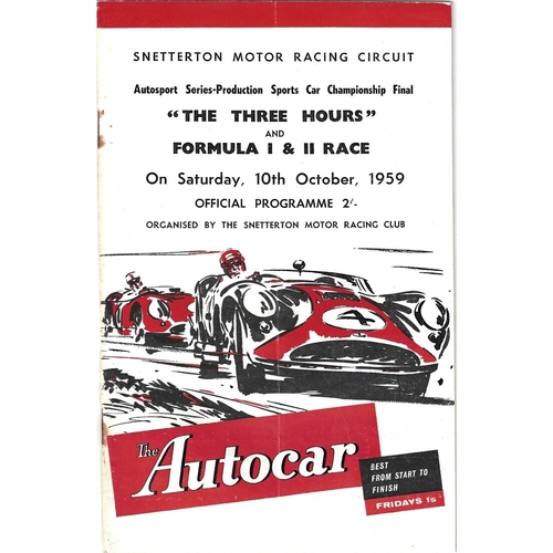 Snetterton Motor Racing/Motor Cycle Racing Programmes