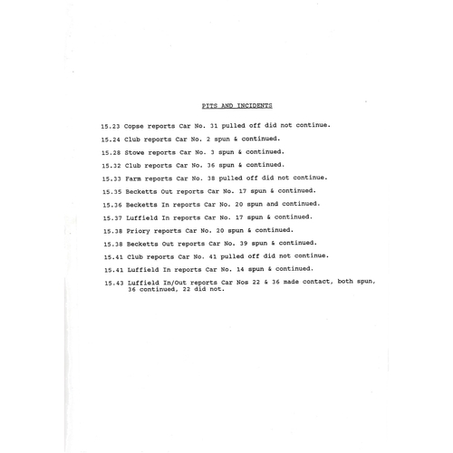 1993 Silverstone Coy's International Historic Festival Meeting (24-25/07/1993) Motor Racing Programme & Practice/Result Timing Sheets