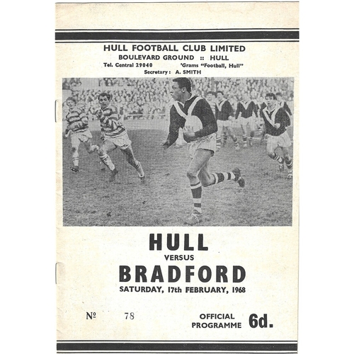 Hull Home Rugby League Programmes