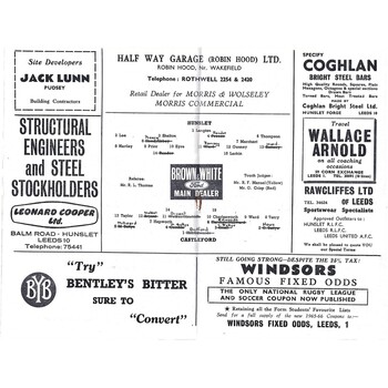 1965/66 Hunslet v Castleford Yorkshire Challenge Cup Semi Final Rugby League Programme