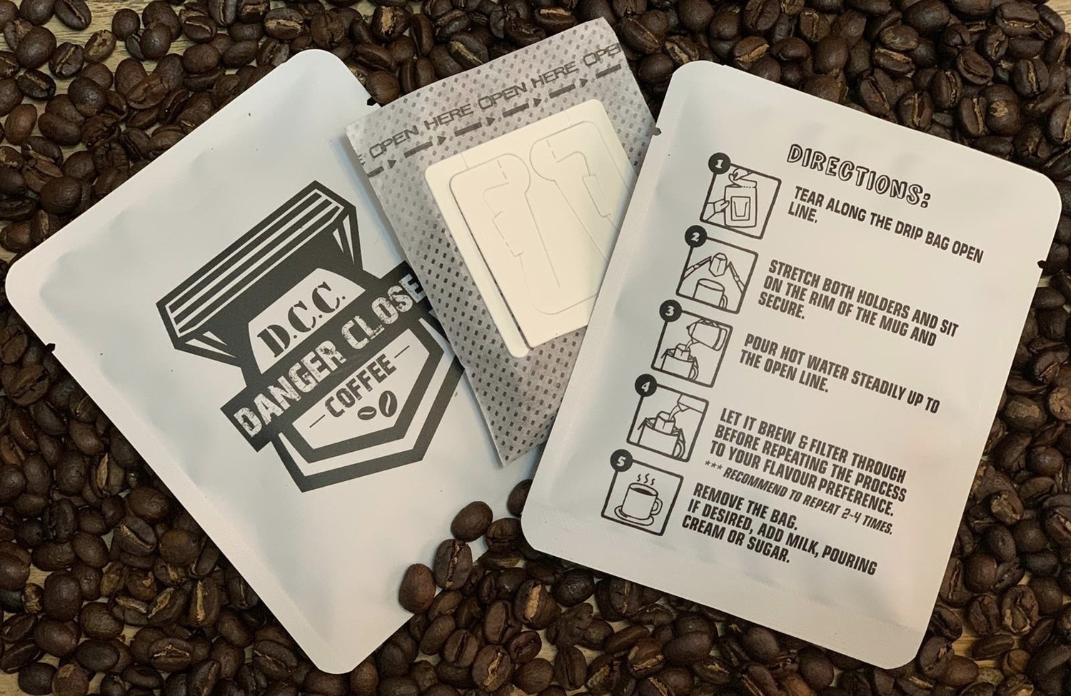 10 individual single cup drip coffee bags Danger Close Coffee