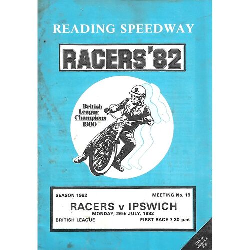 1982 Reading Racers v Ipswich Wiches British League (26/07/1982) Speedway Programme
