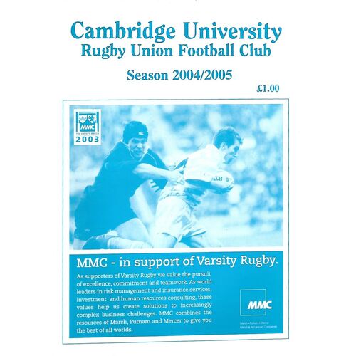 Cambridge University Home Rugby Union Programmes