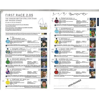 2016 Ascot Horse Racing Racecard (03/09/2016) Festival of Food & Wine Racing Weekend