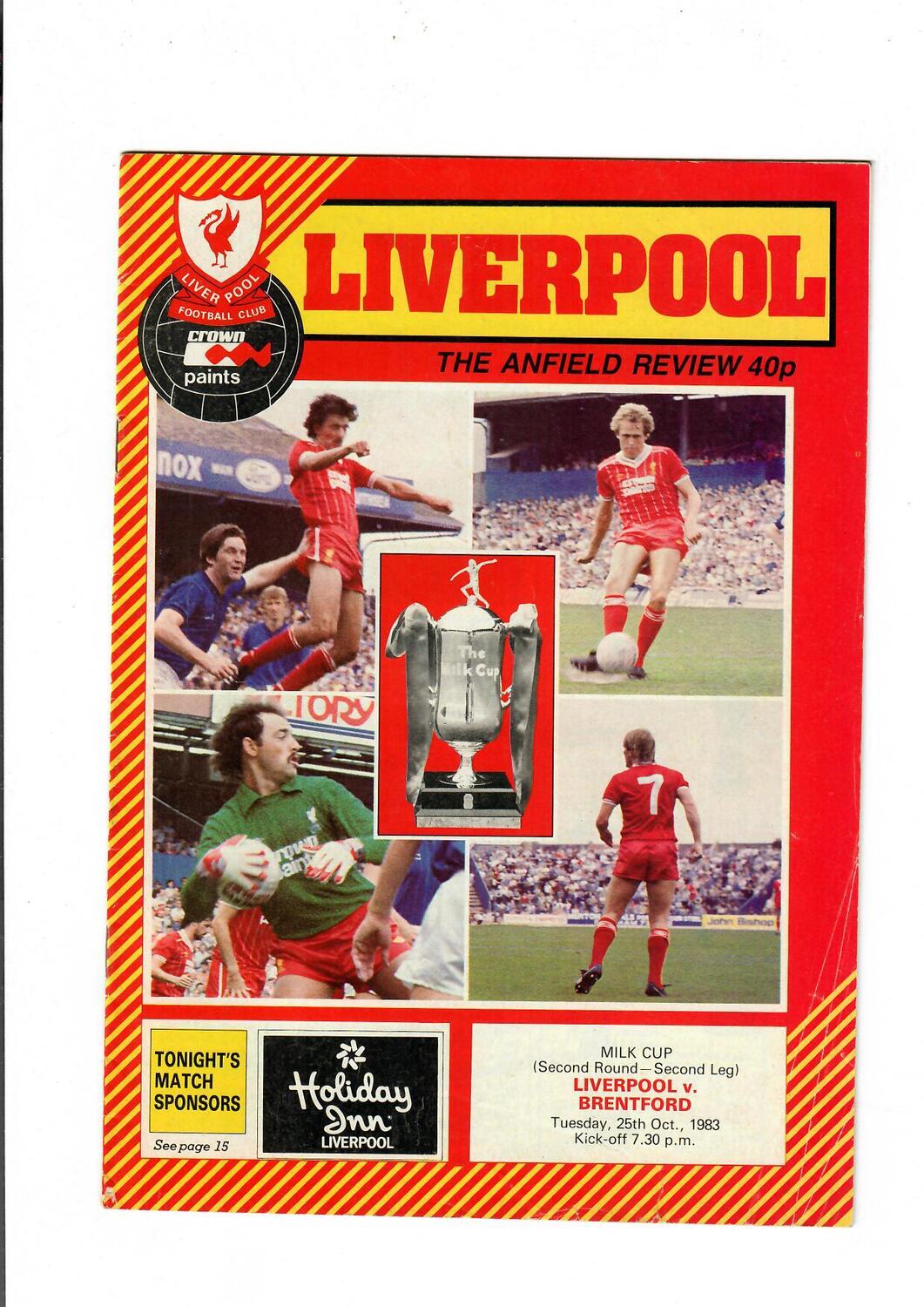 1983/84 Liverpool v Brentford League Cup Football Programme Bob's