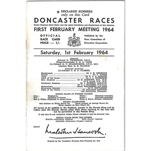 Doncaster Horse Racing Racecards/Programmes