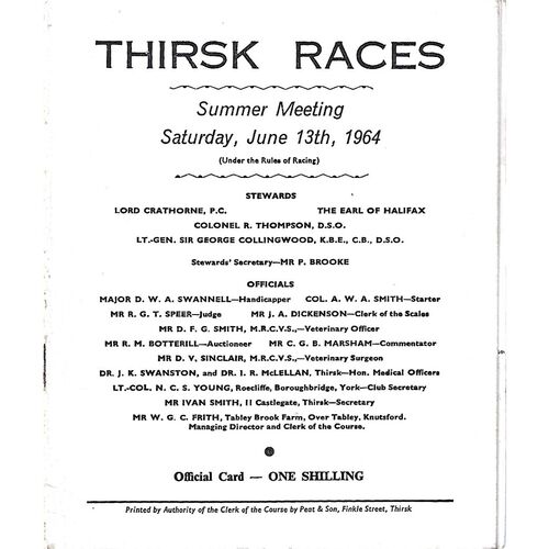 Thirsk Horse Racing Racecards/Programmes